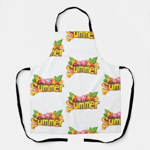3d Summer Text - Colorful Summer Text with Fruits Apron