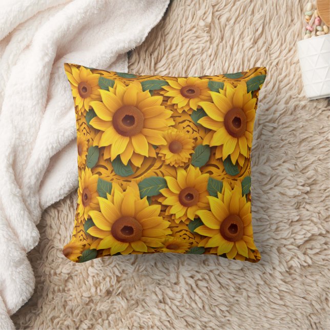 3d sunflowers cushion (Blanket)