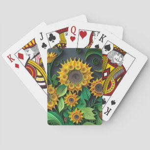3D Sunflowers Playing Cards