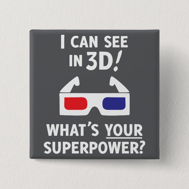 3D Superpower 15 Cm Square Badge (Front)