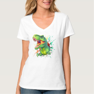 3D T-Rex Dinosaur Wall Smash Boys Kids T-Shirt