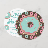 3D Teal and Pink Doughnut Sprinkle Mix Round