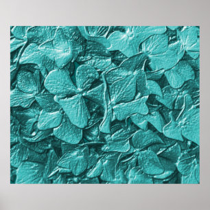 3D Teal Hydrangea Poster Print Floral Art