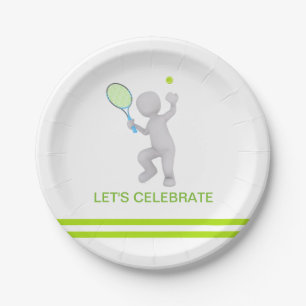 3D Tennis Player Tennis Racket Ball Personalised Paper Plate