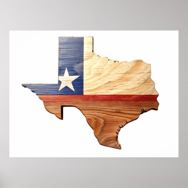 3D Texas Wooden Map Poster  (Front)