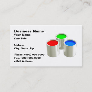 3D Three Coloured Paint Cans (RGB on White BG) Business Card