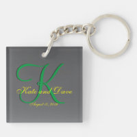 3d Titanium Monogram Date Yellow Text