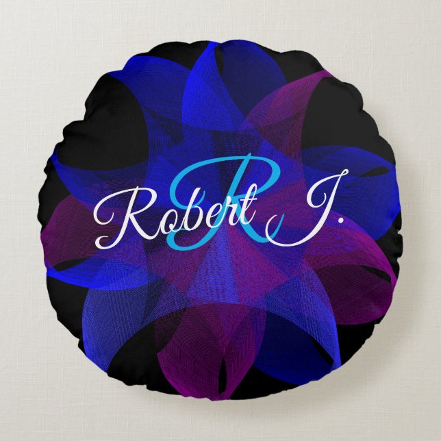 3D To 2D Geometric Cylinder Ring Round Pillow (Front)