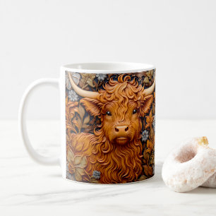 3D Tooled Leather Look Printed Highland Cow Coffee Mug