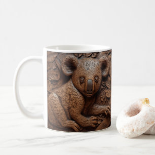 3D Tooled Leather Look Printed Koala Bear Coffee Mug