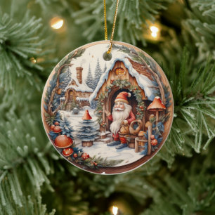 3D TRADITIONAL CHRISTMAS VINTAGE SANTA CLAUS  CERAMIC TREE DECORATION