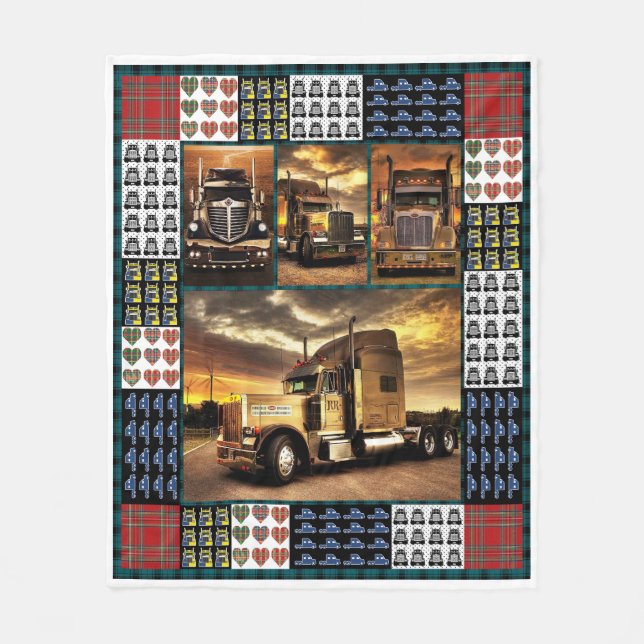 3d Truck Driver On The Road Fleece Blanket (Front)