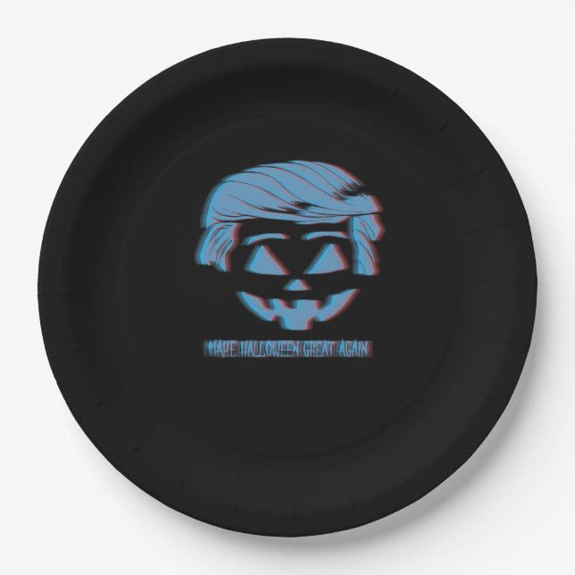 3D Trumpkin Make Halloween Great Again Paper Plate (Front)