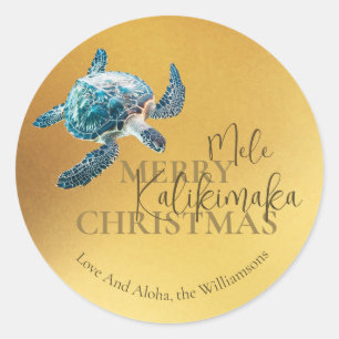3D Turtle Mele Kalikimaka   Custom  Classic Round Sticker