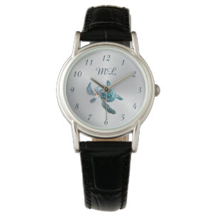 3D Turtle Silver Monogram Watch
