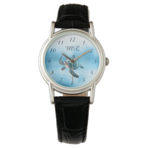 3D Turtle Silver Monogram Watch