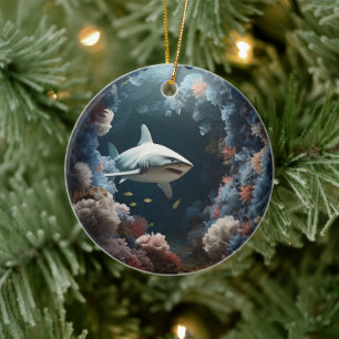 3D Underwater Shark Christmas Ceramic Tree Decoration