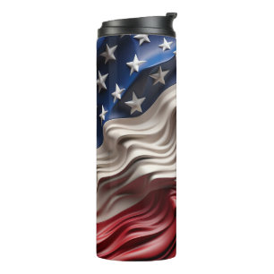 3d USA American flag wave Thermal Tumbler