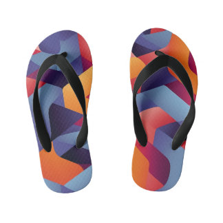 3D Vibrant Geometric Pattern 2  Kid's Flip Flops
