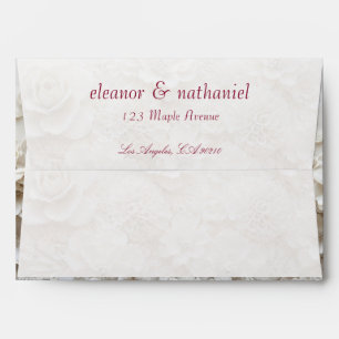 3D White Floral Burgundy Wedding Address Envelopes