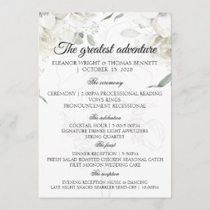 3D White Floral Burgundy Wedding Ceremony Programs Programme