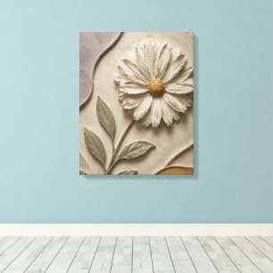 3D White Flower Sculptural Art   Elegant Minimalis Canvas Print