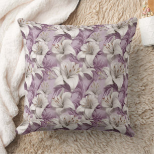 3d white pink purple lilies  cushion