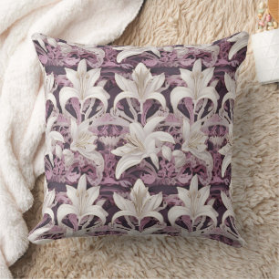 3d white pink purple lilies  cushion
