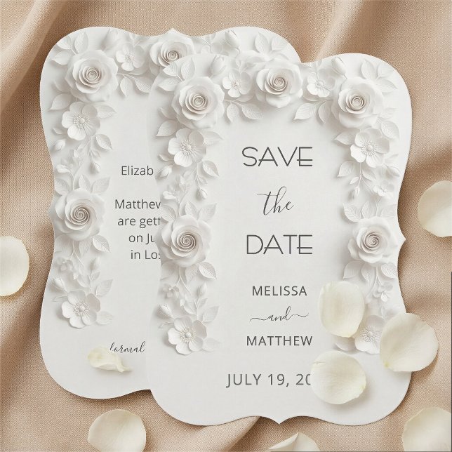 3D White Roses Save The Date Card (Creator Uploaded)