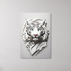 3d white tiger art canvas print