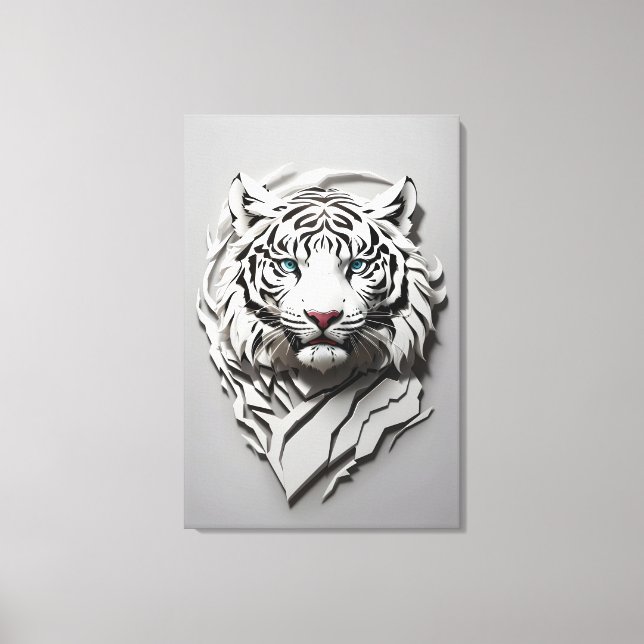 3d white tiger art canvas print (Front)