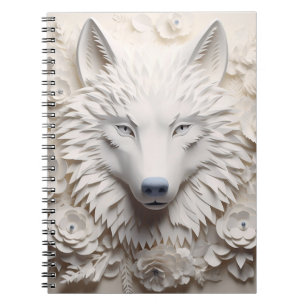 3D White Wolf Face Notebook