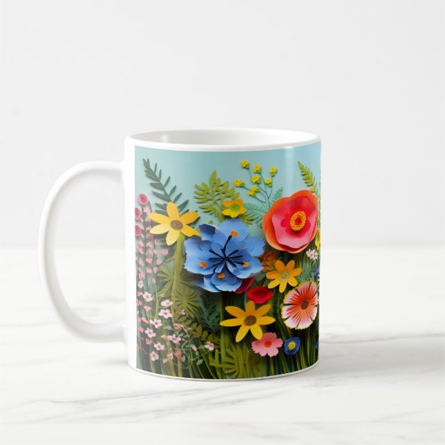 3D Wild Flowers design Coffee Mug (Left)