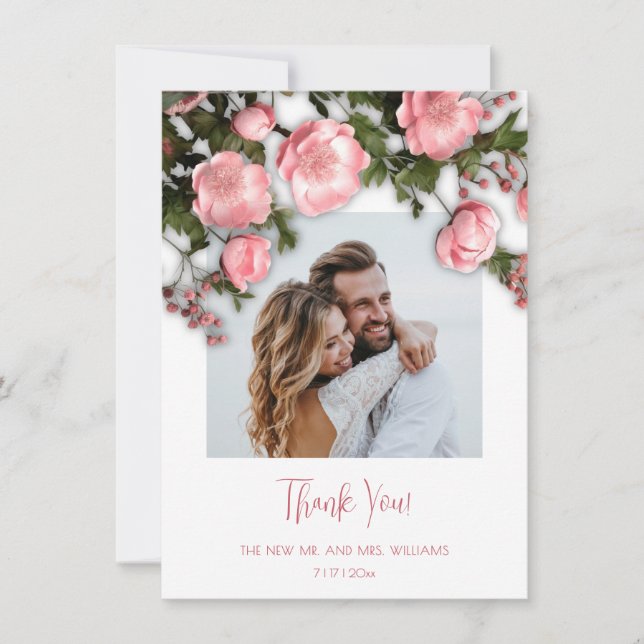 3D Wildflowers Roses Thank You Card (Front)