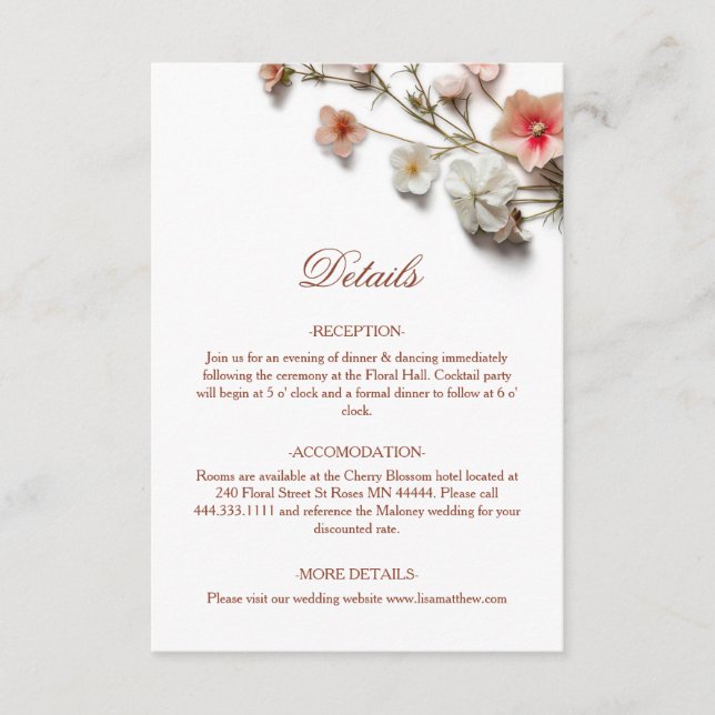 3D Wildflowers White Enclosure Card (Front)