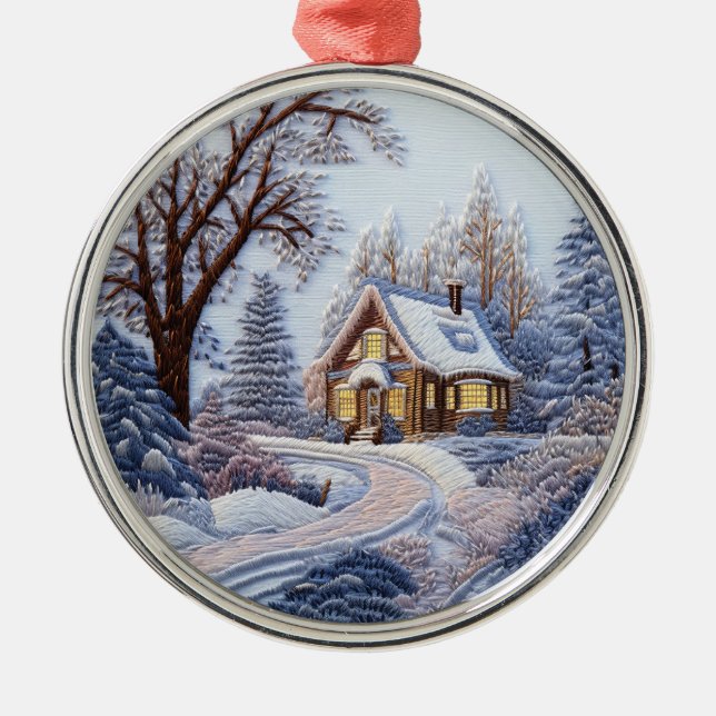 3D Winter House Christmas Metal Tree Decoration (Front)
