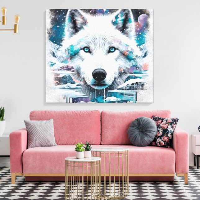 3D Wolf Canvas Print (Insitu(LivingRoom))