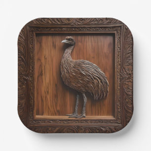 3d Wood Australian Emu Print, Paper Plate