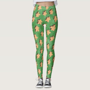 3D Wood Meeple Game Piece on Green Leggings