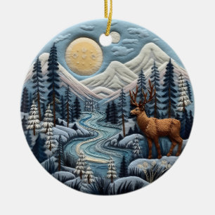 3D Woodland Reindeer Chirstmas Animal Ceramic Tree Decoration