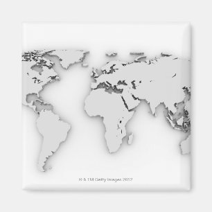 3D World map, computer generated image Magnet