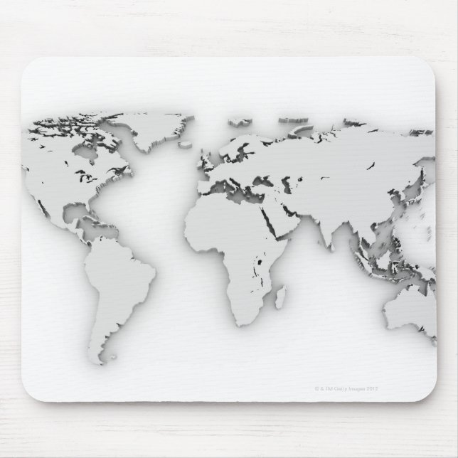 3D World map, computer generated image Mouse Mat (Front)