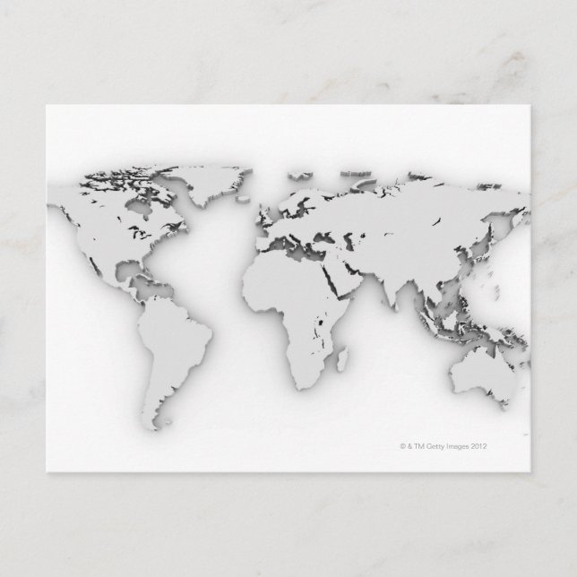 3D World map, computer generated image Postcard (Front)