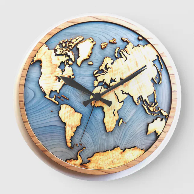 3D World Map design Clock | Zazzle