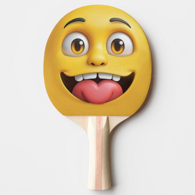 3D Yellow Emoji Ping-Pong Paddle (Front)