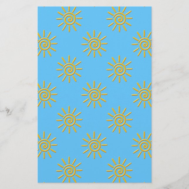 3D Yellow Sun Drawing Pattern (Front)