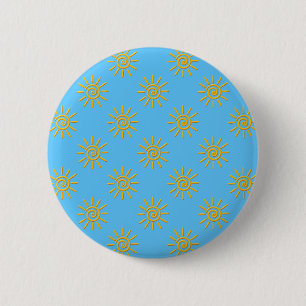 3D Yellow Sun Drawing Pattern 6 Cm Round Badge