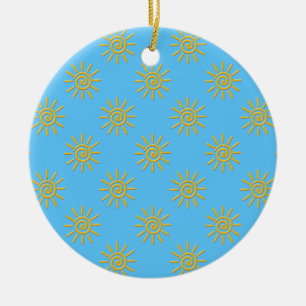 3D Yellow Sun Drawing Pattern Ceramic Tree Decoration