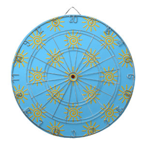 3D Yellow Sun Drawing Pattern Dartboard