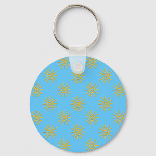 3D Yellow Sun Drawing Pattern Key Ring